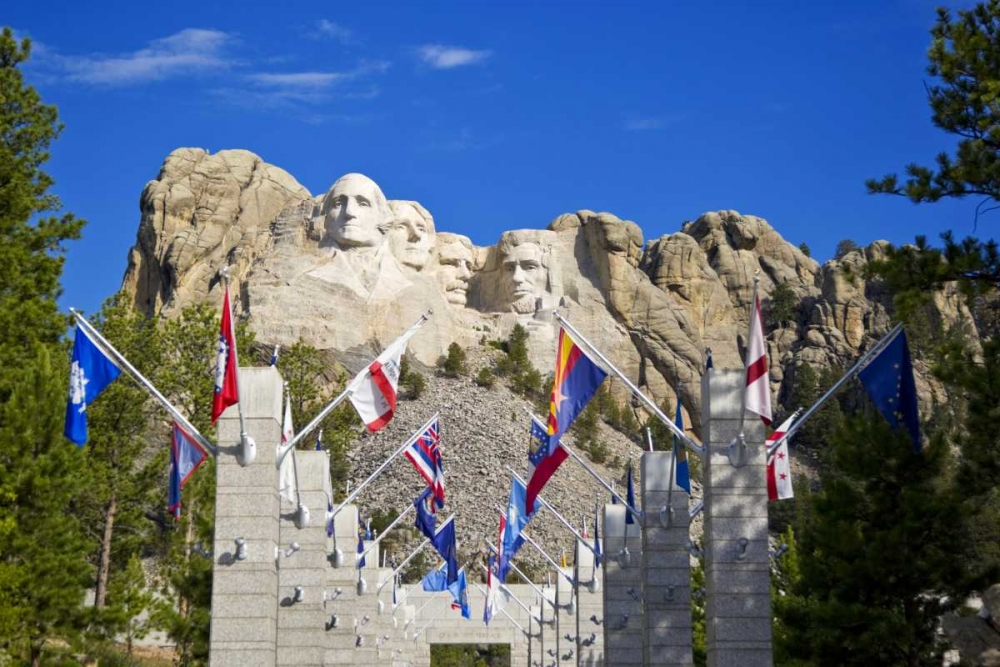 SD, Mount Rushmore framed by Grand View Terrace